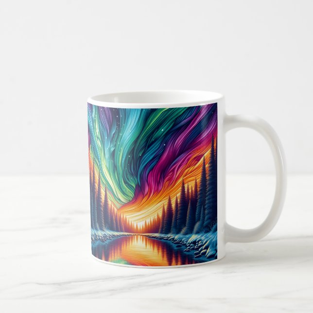 Neon Forest Sunset Coffee Mug (Right)