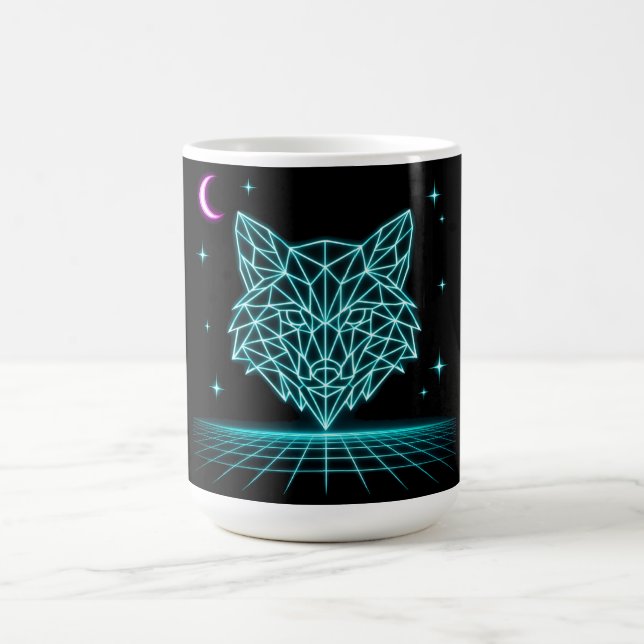 Neon Fox Synthwave - Retro Electric Hunter Coffee Mug (Center)