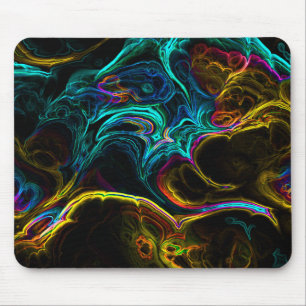 Neon Fractal 1 Mouse Mat