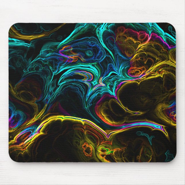 Neon Fractal 1 Mouse Mat (Front)