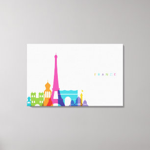 Neon France Skyline Canvas Print
