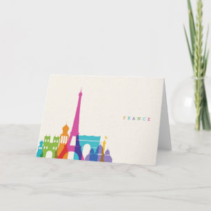 Neon France Skyline Card