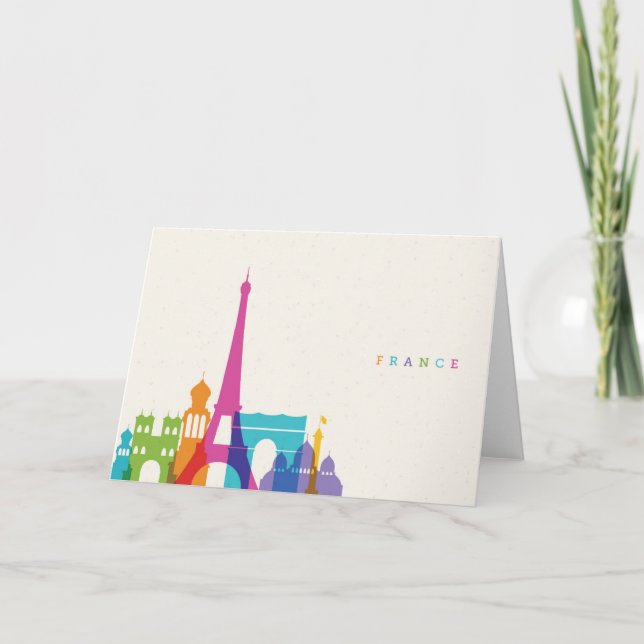 Neon France Skyline Card (Front)
