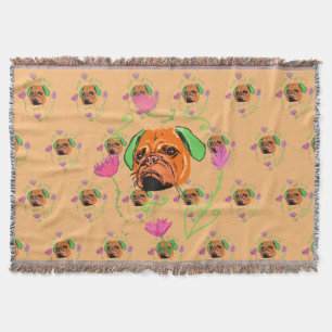 Neon French bulldog dog Throw Blanket
