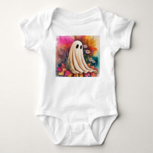 Neon Friendly Ghost, Neon Halloween Ghost, Ghost, Baby Bodysuit