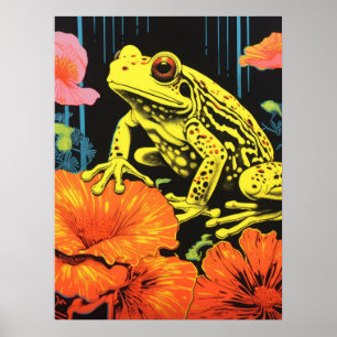 Neon Frog: A Symphony in Bloom Poster