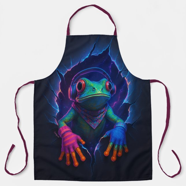 Neon Frog - Colorful Kitchen Apron (Front)