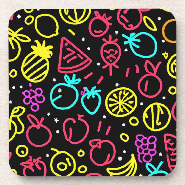 Neon Fruit Extravaganza Coaster (Front)