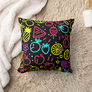 Neon Fruit Extravaganza Cushion