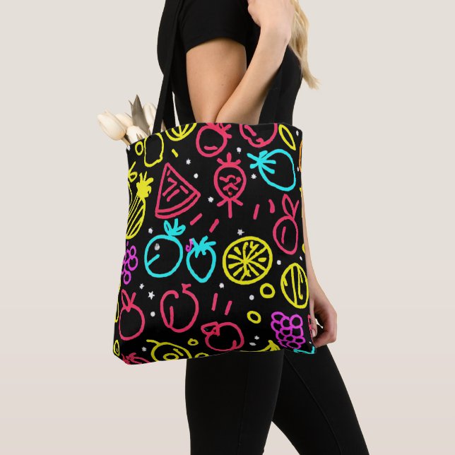 Neon Fruit Extravaganza Tote Bag (Close Up)