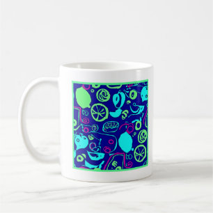 Neon Fruits Pattern Art Coffee Mug