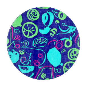 Neon Fruits Pattern Art Cutting Board