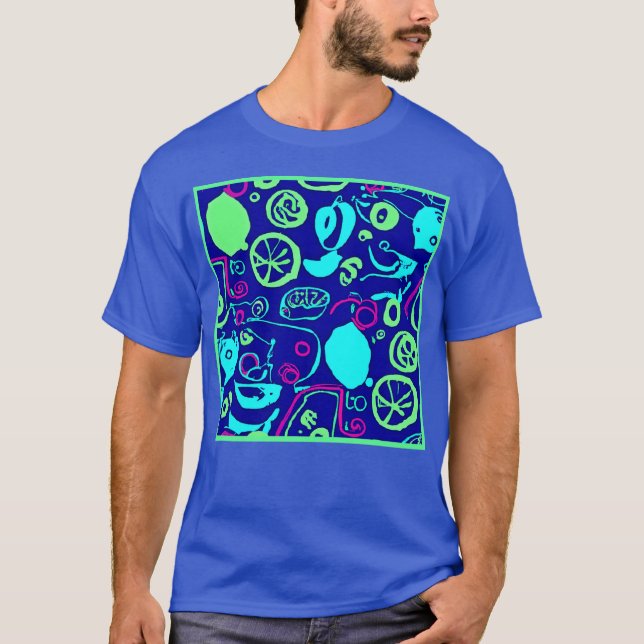 Neon Fruits Pattern Art T-Shirt (Front)
