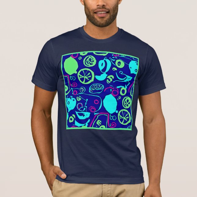 Neon Fruits Pattern Art T-Shirt (Front)