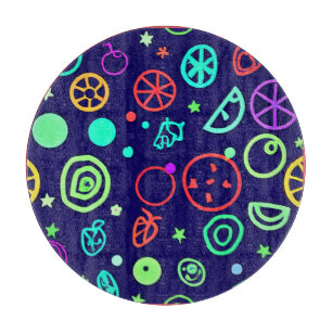 Neon Fruits Pattern Colours Cutting Board