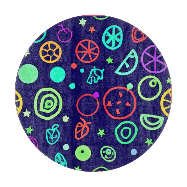 Neon Fruits Pattern Colours Cutting Board (Front)