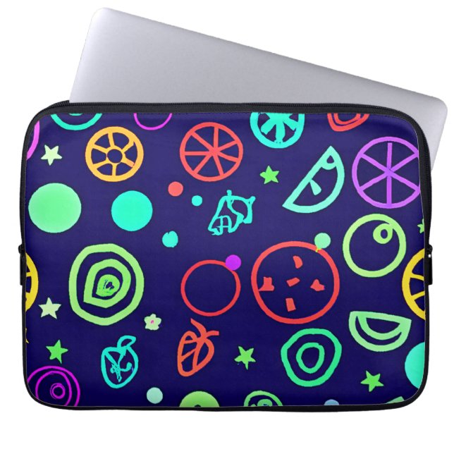 Neon Fruits Pattern Colours Laptop Sleeve (Front)