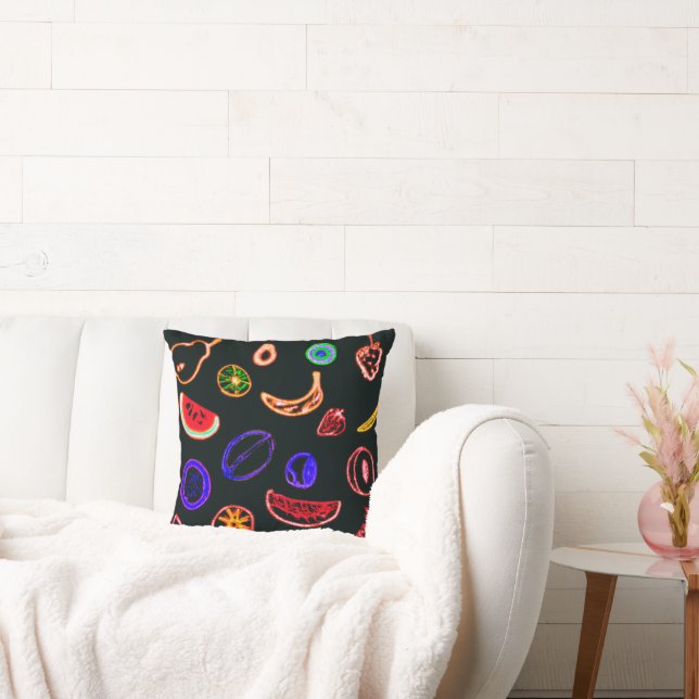 Neon Fruits Patterns Artwork design Cushion (Couch)