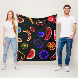 Neon Fruits Patterns Artwork design Fleece Blanket