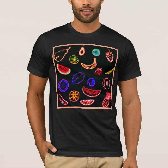 Neon Fruits Patterns Artwork design T-Shirt (Front)