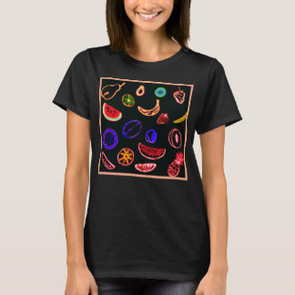 Neon Fruits Patterns Artwork design T-Shirt
