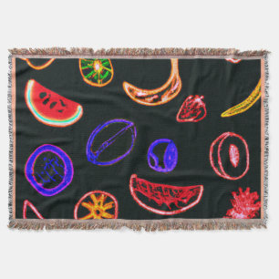 Neon Fruits Patterns Artwork design Throw Blanket