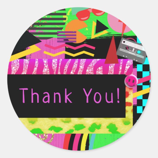 Neon Fun Bright Bold Colourful Funky 80's Party Classic Round Sticker (Front)