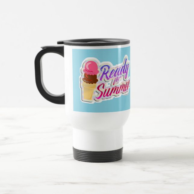 Neon Fun Ready for Summer Frozen Treat Motto Travel Mug (Left)