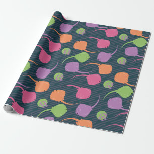 Neon Fun Stingray Colourful Pattern Wrapping Paper