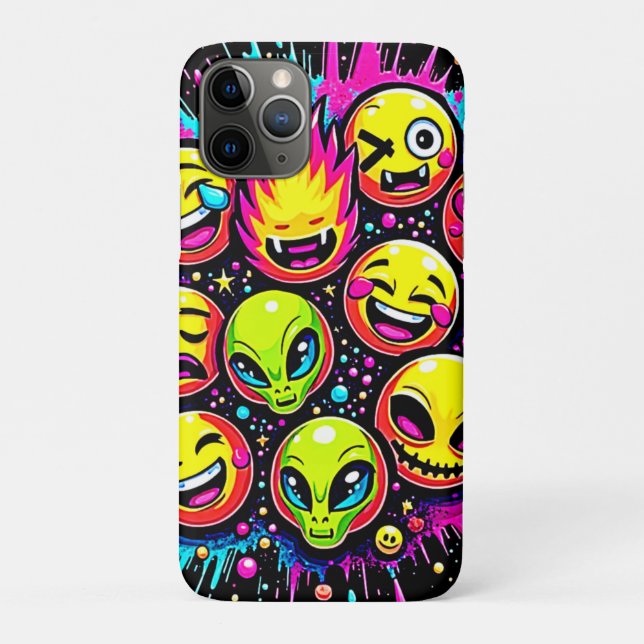 Neon Funky Emoji Mix Case-Mate iPhone Case (Back)