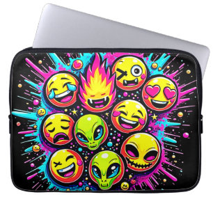 Neon Funky Emoji Mix Laptop Sleeve