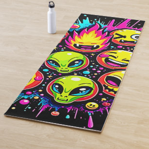 Neon Funky Emoji Mix Yoga Mat
