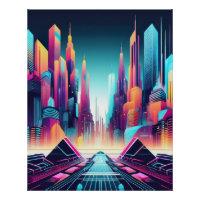 Neon Futuristic Cyber City Art