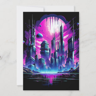 Neon Futuristic CyberScape Skyline Announcement