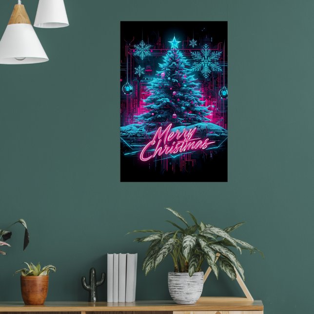 Neon Futuristic Holiday Art Poster (Living Room 1)