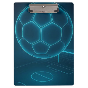 Neon Futuristic Soccer Field Art Clipboard