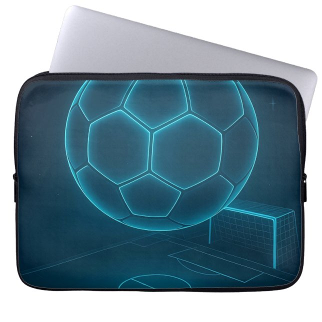 Neon Futuristic Soccer Field Art Laptop Sleeve (Front)