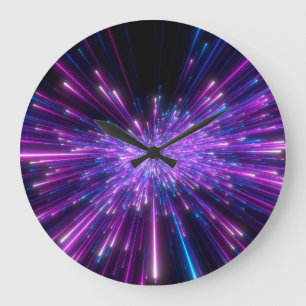 Neon Galaxy Cosmic Abstract Background Large Clock