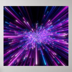 Neon Galaxy Cosmic Abstract Background Poster