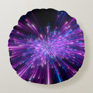 Neon Galaxy Cosmic Abstract Background Round Cushion