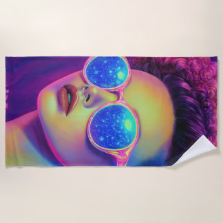 Neon Galaxy Glamour  Beach Towel