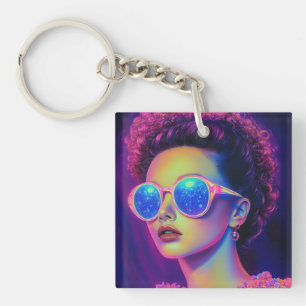 Neon Galaxy Glamour  Key Ring