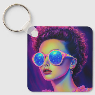 Neon Galaxy Glamour  Key Ring