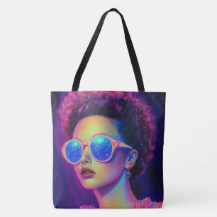 Neon Galaxy Glamour  Tote Bag