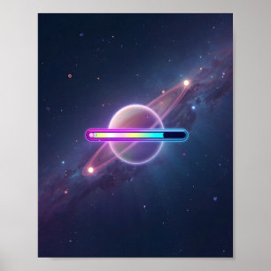 Neon Galaxy Loading Planet Poster