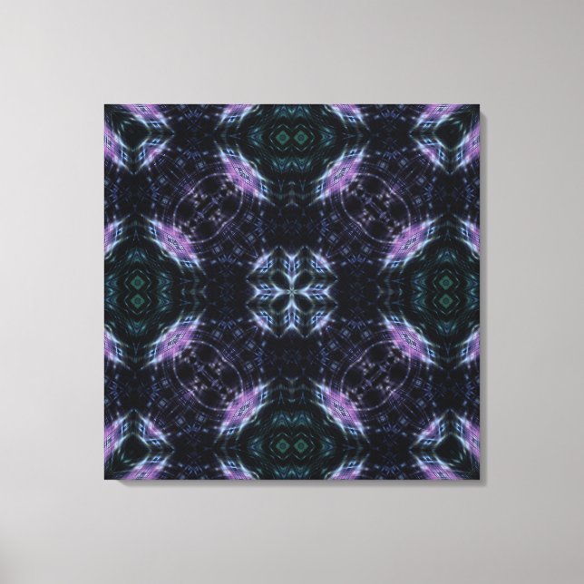 Neon Galaxy Mandala with Futuristic Glow Canvas Print (Front)