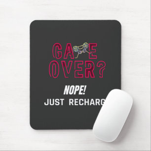 Neon Game Over Gamer Recharge Design Mouse Mat