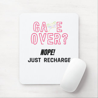 Neon Game Over Gamer Recharge Design Mouse Pad