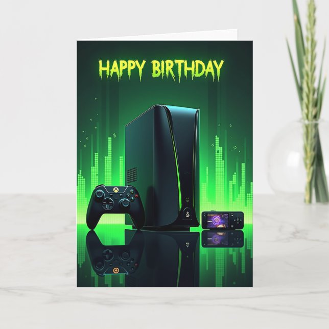 Neon Gamer Birthday Card (Front)