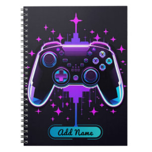 Neon Gamer Controller Notebook (Editable Name)